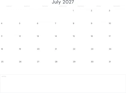 July 2027 Calendar thumbnail
