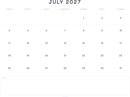 July 2027 Calendar thumbnail