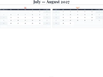 July–August 2027 Calendar thumbnail