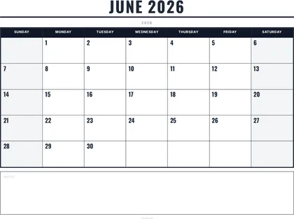 June 2026 Calendar thumbnail