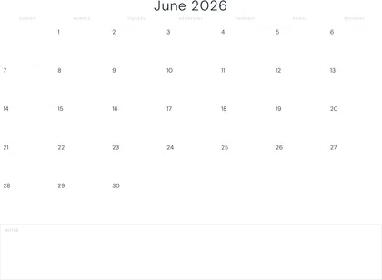 June 2026 Calendar thumbnail
