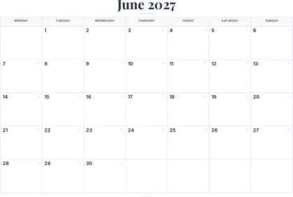 June 2027 Calendar thumbnail