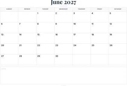June 2027 Calendar thumbnail