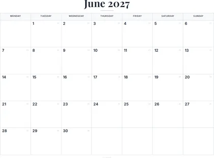 June 2027 Calendar thumbnail