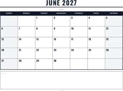 June 2027 Calendar thumbnail