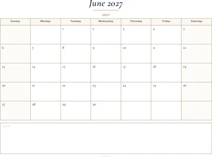 June 2027 Calendar thumbnail