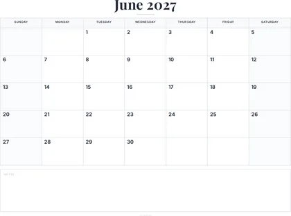 June 2027 Calendar thumbnail