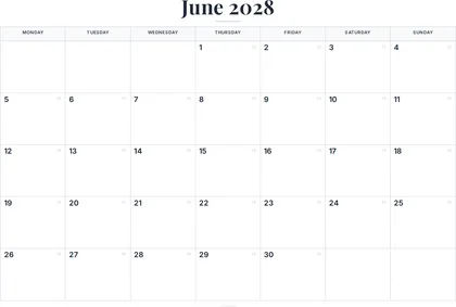 June 2028 Calendar thumbnail