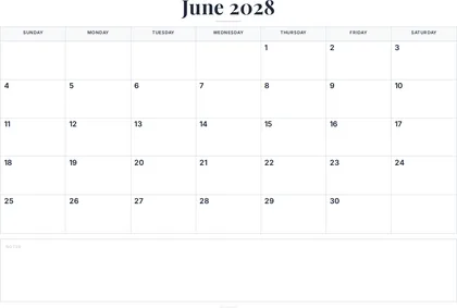 June 2028 Calendar thumbnail