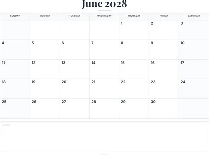 June 2028 Calendar thumbnail