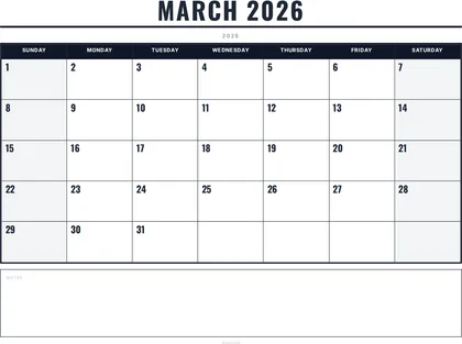March 2026 Calendar thumbnail