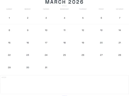 March 2026 Calendar thumbnail