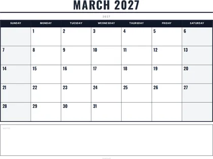 March 2027 Calendar thumbnail