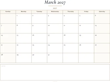 March 2027 Calendar thumbnail