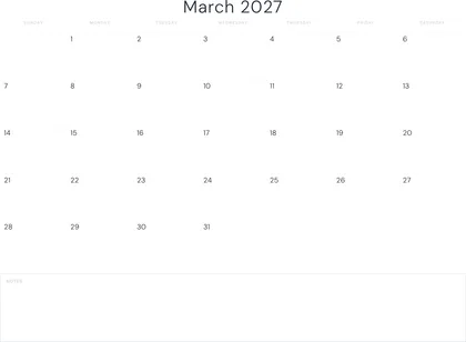 March 2027 Calendar thumbnail