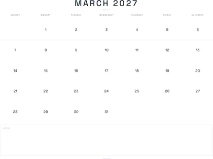 March 2027 Calendar thumbnail