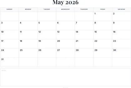 May 2026 Calendar thumbnail
