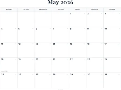 May 2026 Calendar thumbnail