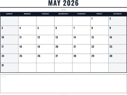 May 2026 Calendar thumbnail