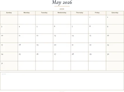 May 2026 Calendar thumbnail