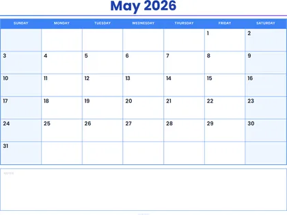 May 2026 Calendar thumbnail