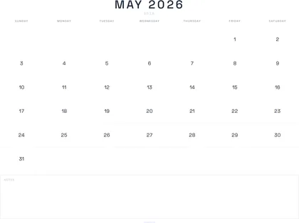 May 2026 Calendar thumbnail