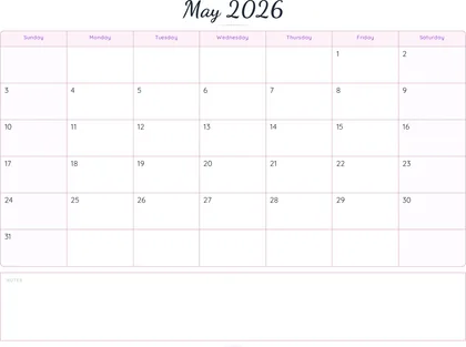 May 2026 Calendar thumbnail