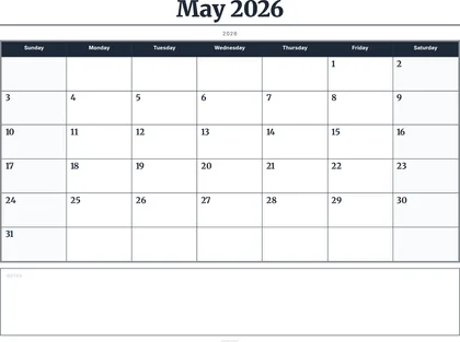 May 2026 Calendar thumbnail