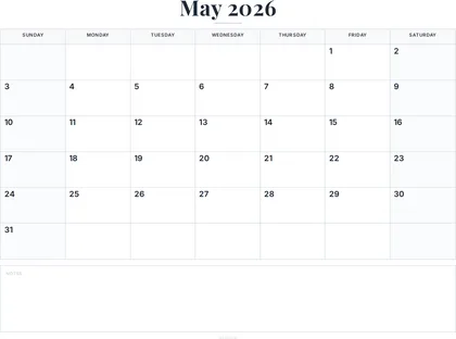 May 2026 Calendar thumbnail