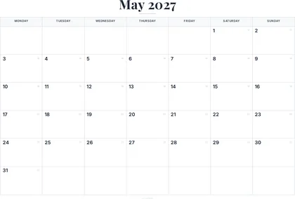 May 2027 Calendar thumbnail