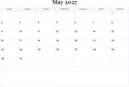 May 2027 Calendar thumbnail