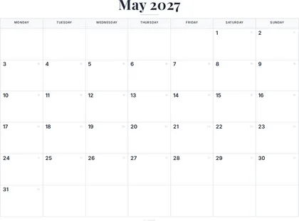 May 2027 Calendar thumbnail
