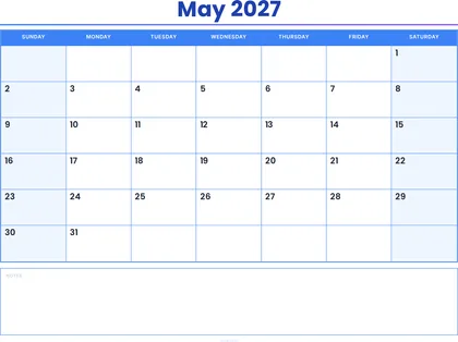 May 2027 Calendar thumbnail