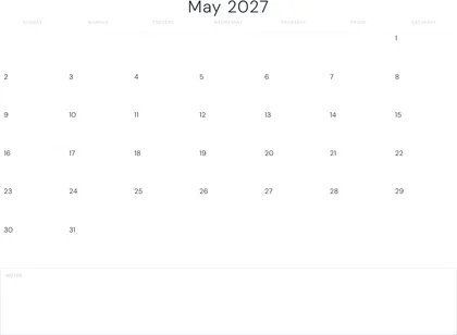 May 2027 Calendar thumbnail