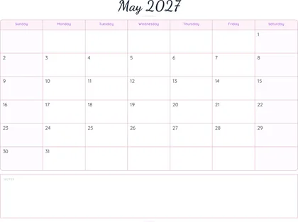 May 2027 Calendar thumbnail