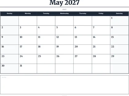 May 2027 Calendar thumbnail