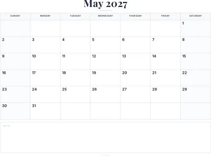 May 2027 Calendar thumbnail