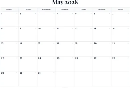 May 2028 Calendar thumbnail