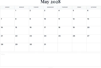 May 2028 Calendar thumbnail