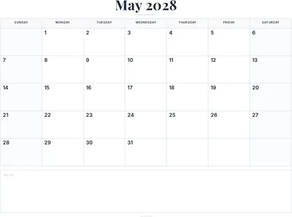 May 2028 Calendar thumbnail