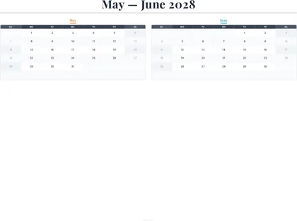 May–June 2028 Calendar thumbnail