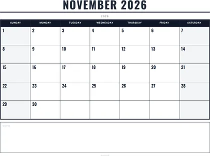 November 2026 Calendar thumbnail