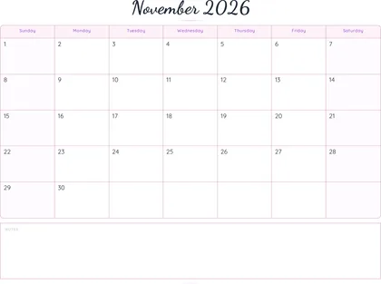 November 2026 Calendar thumbnail