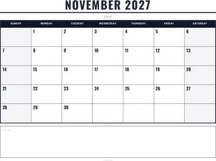 November 2027 Calendar thumbnail