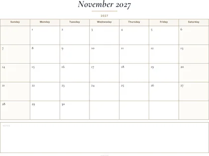 November 2027 Calendar thumbnail