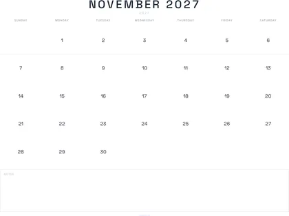 November 2027 Calendar thumbnail