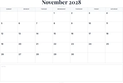 November 2028 Calendar thumbnail