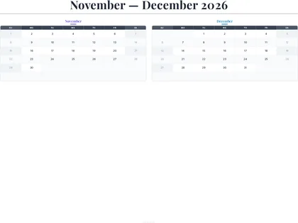 November–December 2026 Calendar thumbnail