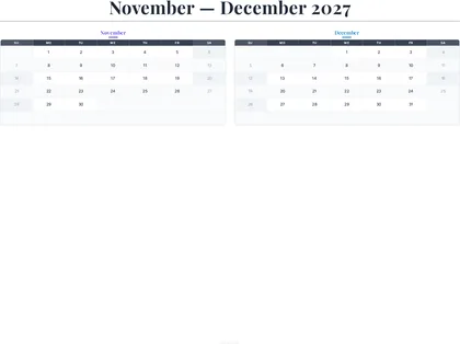 November–December 2027 Calendar thumbnail