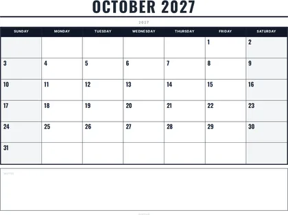 October 2027 Calendar thumbnail